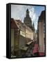 Frauenkirche Looming Over Shopping Area, Dresden, Saxony, Germany, Europe-Michael Snell-Framed Stretched Canvas