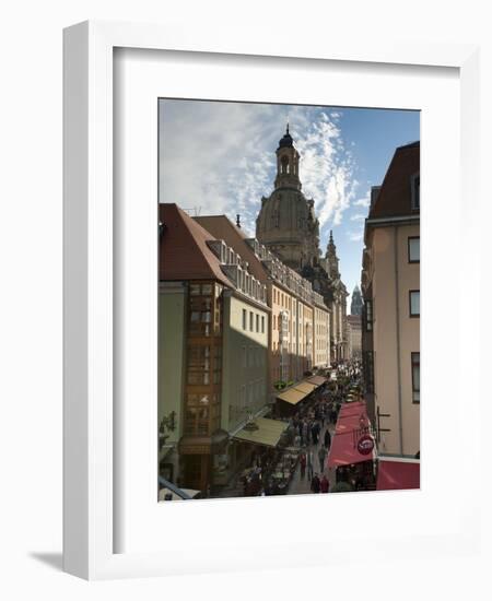 Frauenkirche Looming Over Shopping Area, Dresden, Saxony, Germany, Europe-Michael Snell-Framed Photographic Print