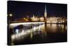 Fraumunster Abbey Night Scenic, Zurich-George Oze-Stretched Canvas