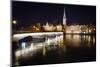 Fraumunster Abbey Night Scenic, Zurich-George Oze-Mounted Photographic Print