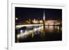 Fraumunster Abbey Night Scenic, Zurich-George Oze-Framed Photographic Print