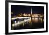 Fraumunster Abbey Night Scenic, Zurich-George Oze-Framed Photographic Print