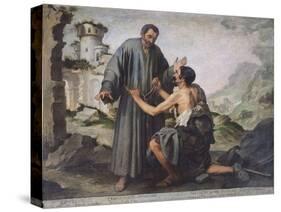 Fray Ginepero and the Poor Man-Bartolome Esteban Murillo-Stretched Canvas