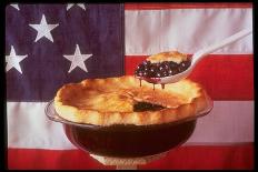 Deep Dish Blueberry Pie, with a scoop in front of the American Flag-Fred Lyon-Framed Photographic Print