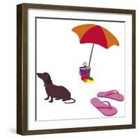 Fred With Beach Umbrella-Cindy Wider-Framed Giclee Print