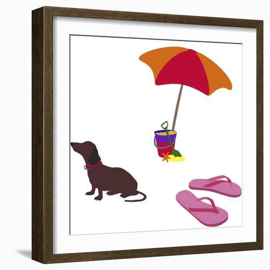 Fred With Beach Umbrella-Cindy Wider-Framed Giclee Print