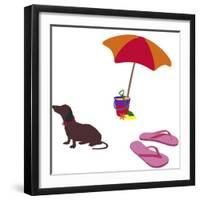 Fred With Beach Umbrella-Cindy Wider-Framed Giclee Print