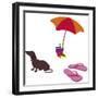 Fred With Beach Umbrella-Cindy Wider-Framed Giclee Print