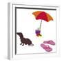 Fred With Beach Umbrella-Cindy Wider-Framed Giclee Print