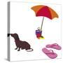 Fred With Beach Umbrella-Cindy Wider-Stretched Canvas