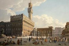 Piazza Della Signoria, Florence, Italy, 1830 Watercolour-Frédéric Guillaume Moritz-Giclee Print