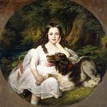 A Young Girl Resting in a Landscape with Her Dog-Frederich August Kaulbach-Giclee Print