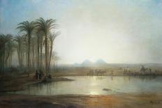 An Oasis Near the Pyramids, Egypt-Frederick Barry-Stretched Canvas