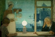 Two Girls by a Table Look Out on a Starry Night, 1905-Frederick Cayley Robinson-Giclee Print