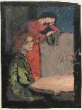 Two Girls by a Table Look Out on a Starry Night, 1905-Frederick Cayley Robinson-Giclee Print