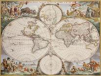 World Map (Nova Orbis Tabula) from 'Nicolass Visscher Atlas Minor' C.1719-Frederick de Wit-Giclee Print