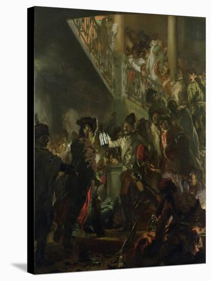 Frederick II the Great (1712-86) in Lissa, Bonsoir, Messieurs! 1858-Adolph von Menzel-Stretched Canvas
