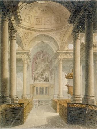 Interior of the Church of St Stephen Walbrook, City of London, 1810