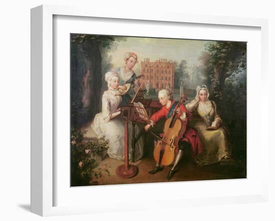 Frederick, Prince of Wales and His Sisters, 1733-Philippe Mercier-Framed Giclee Print