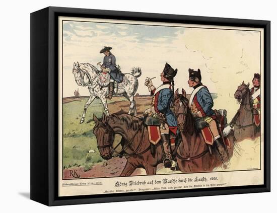 Frederick the Geat of Prussia on the March across Lausitz-Richard Knoetel-Framed Stretched Canvas
