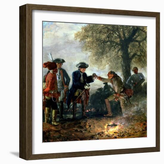 Frederick the Great (1744-97) with Zieten at the Camp, 1852-Adolph von Menzel-Framed Giclee Print