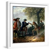 Frederick the Great (1744-97) with Zieten at the Camp, 1852-Adolph von Menzel-Framed Giclee Print