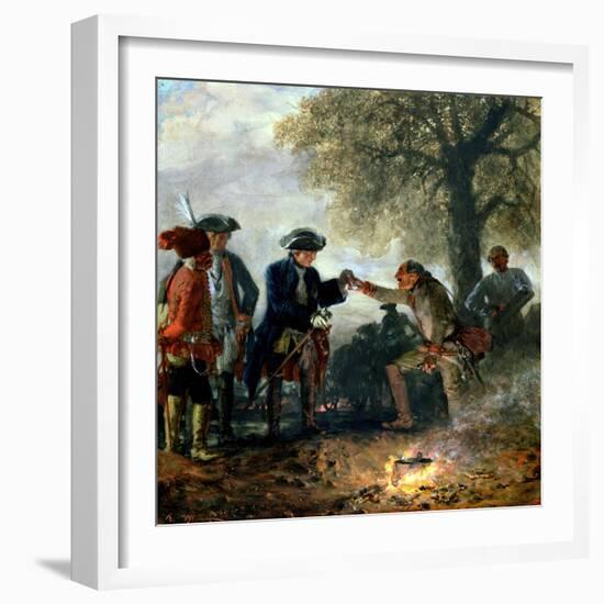 Frederick the Great (1744-97) with Zieten at the Camp, 1852-Adolph von Menzel-Framed Giclee Print