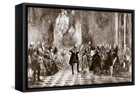 Frederick the Great and his court making music-Adolph Friedrich Erdmann von Menzel-Framed Stretched Canvas