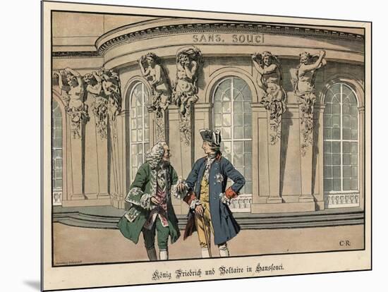 Frederick the Great and Voltaire at Sanssouci-Carl Rochling-Mounted Giclee Print