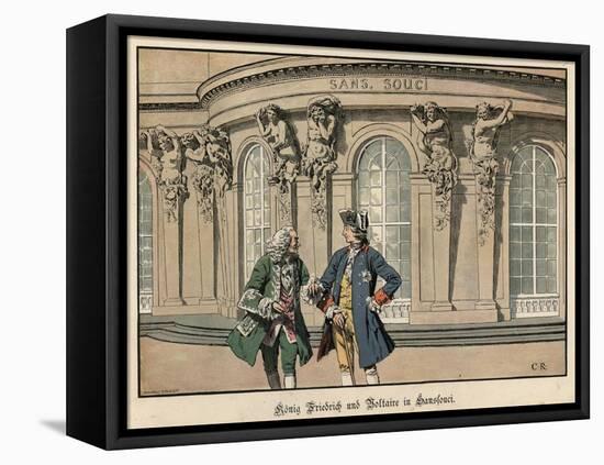 Frederick the Great and Voltaire at Sanssouci-Carl Rochling-Framed Stretched Canvas