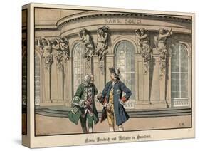 Frederick the Great and Voltaire at Sanssouci-Carl Rochling-Stretched Canvas