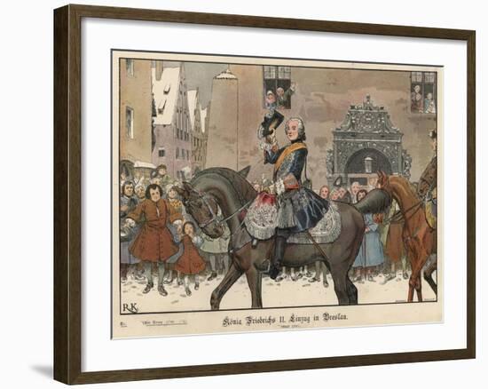 Frederick the Great Entering Breslau, 1741-Richard Knoetel-Framed Giclee Print