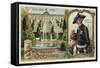 Frederick the Great, King of Prussia, and the Palace of Sanssouci, Potsdam-European School-Framed Stretched Canvas