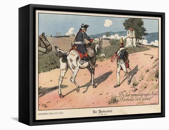 Frederick the Great of Prussia at Burkersdorf-Richard Knoetel-Framed Stretched Canvas