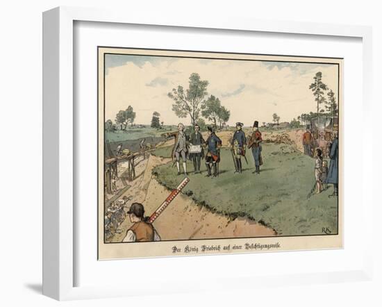 Frederick the Great of Prussia Inspecting Civil Engineering Works-Richard Knoetel-Framed Giclee Print