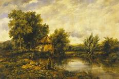 A Riverside, 1829 (Oil on Panel)-Frederick Waters Watts-Giclee Print