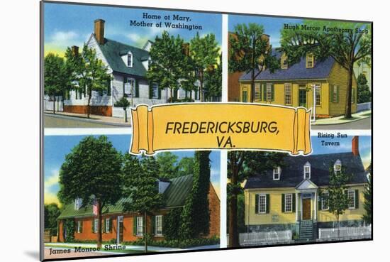 Fredericksburg, Virginia, Famous Scenes of the City-Lantern Press-Mounted Art Print