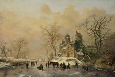 Winter Landscape with Figures Playing on the Ice, 1868-Frederick Marianus Kruseman-Giclee Print