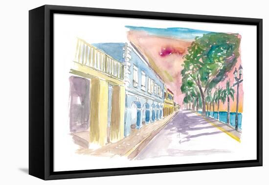 Frederiksted US Virgin Islands Colonial Promenade At Sunset St Croix-M. Bleichner-Framed Stretched Canvas