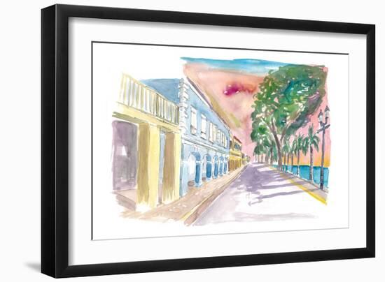 Frederiksted US Virgin Islands Colonial Promenade At Sunset St Croix-M. Bleichner-Framed Art Print