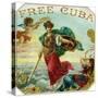 Free Cuba Brand Cigar Box Label-Lantern Press-Stretched Canvas