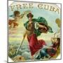 Free Cuba Brand Cigar Box Label-Lantern Press-Mounted Art Print