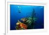 Free Diver Exploring the Ship Wreck in Tropical Clear Sea-Dudarev Mikhail-Framed Photographic Print