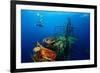 Free Diver Exploring the Ship Wreck in Tropical Clear Sea-Dudarev Mikhail-Framed Photographic Print