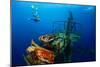 Free Diver Exploring the Ship Wreck in Tropical Clear Sea-Dudarev Mikhail-Mounted Photographic Print