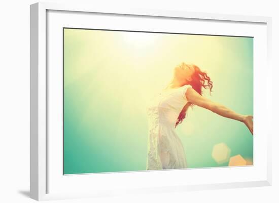 Free Happy Woman Enjoying Nature-Subbotina Anna-Framed Art Print