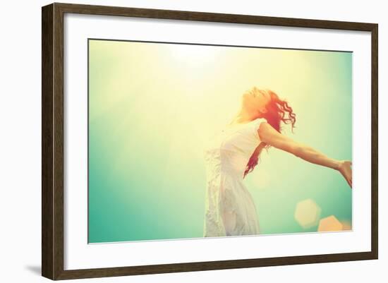 Free Happy Woman Enjoying Nature-Subbotina Anna-Framed Art Print