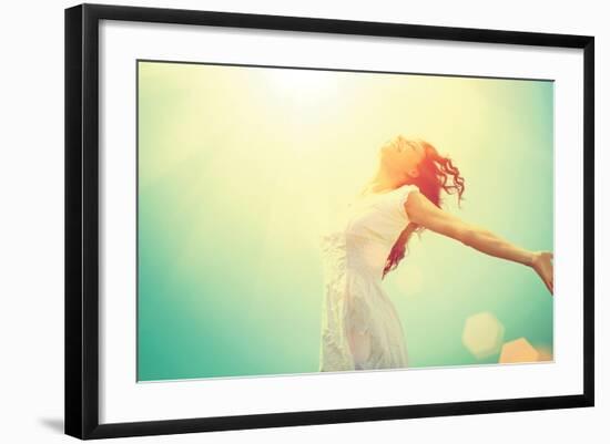 Free Happy Woman Enjoying Nature-Subbotina Anna-Framed Art Print