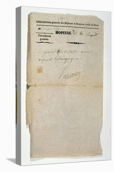 Free Prescription from the Hopital de la Charite, Paris, 7th March 1837-null-Stretched Canvas