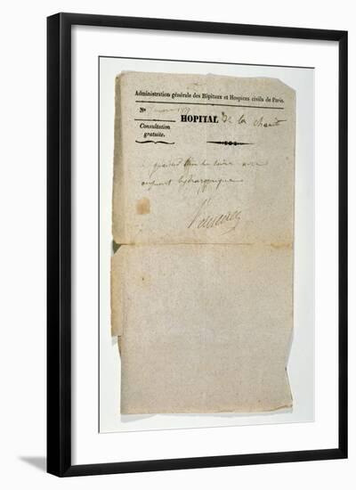 Free Prescription from the Hopital de la Charite, Paris, 7th March 1837-null-Framed Giclee Print